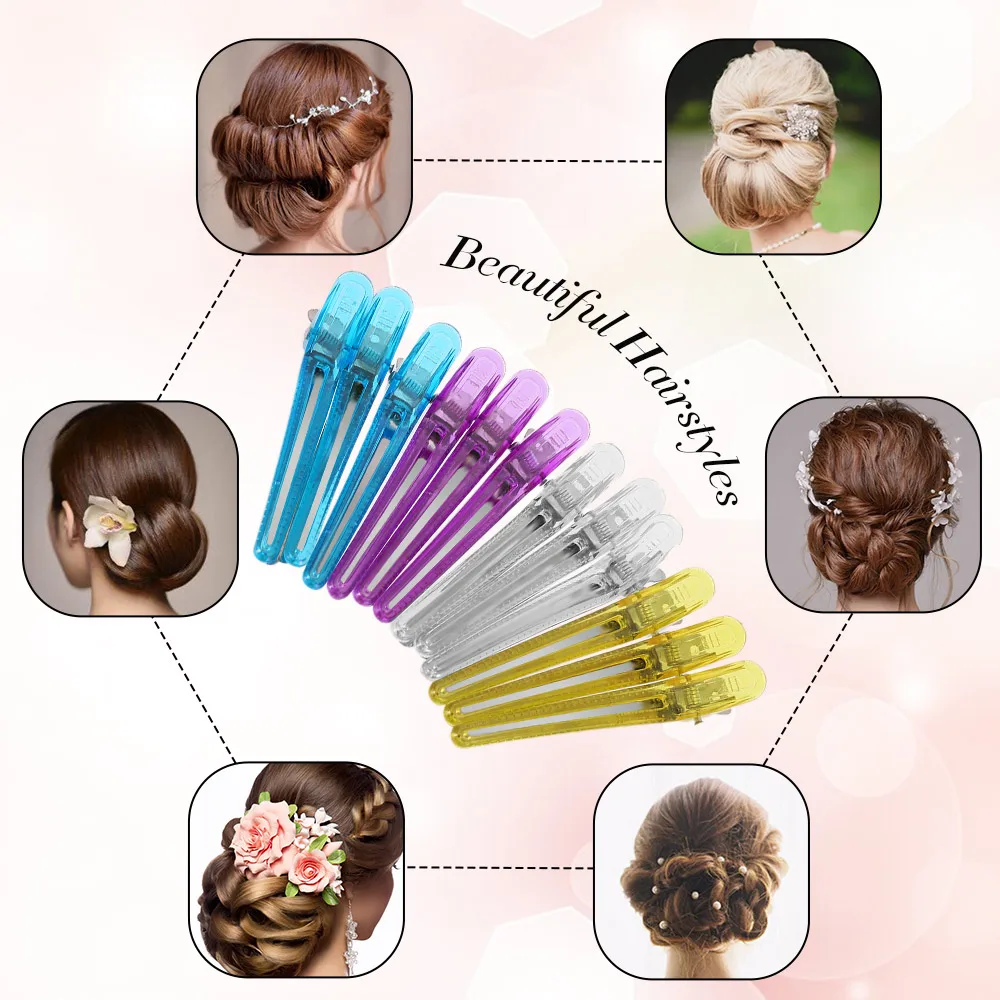 12Pcs/set Colorful Hair Grip Clips Professional Hairdressing Sectioning Cutting Clamps Salon Styling Tool | Красота и здоровье