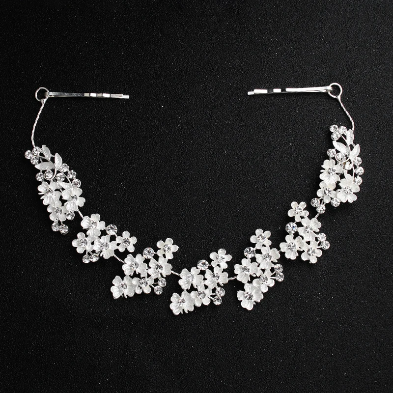 

Romantic White Flower Ladies Headband Alloy Rhinestone Prom Bridal Wedding Hair Accessories tocados de mujer para boda