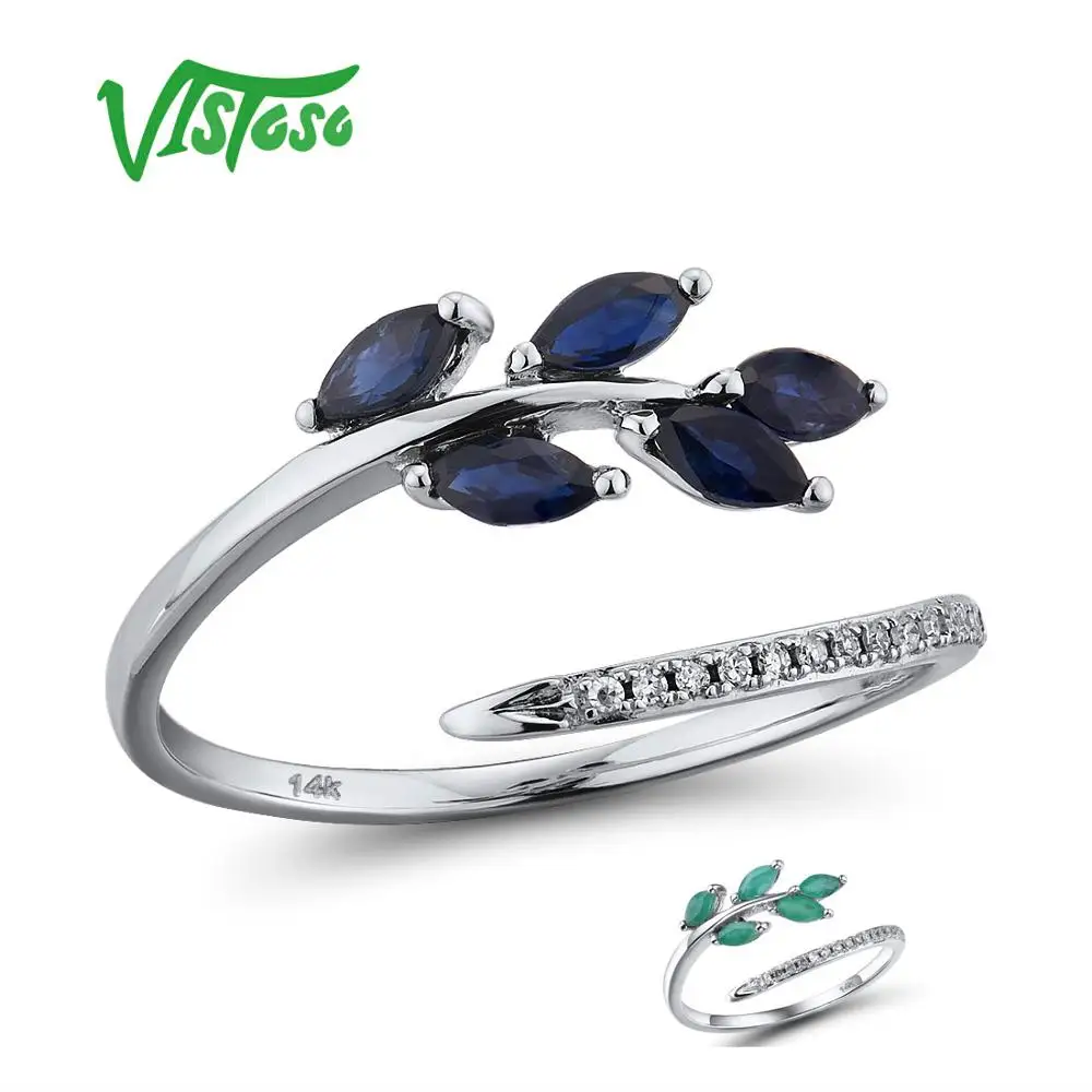 VISTOSO 14 K кольца из белого золота для леди подлинный Блестящий Бриллиант Необычные