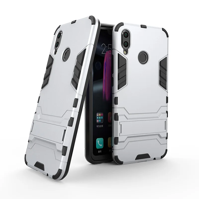 silver Крутые модные армированный защитный чехол для huawei honor 5X 6X 7X 7A 8X8 8A 9 10 lite чехол 9i 10i V9 V10 V20 magic2 Стенд Кожаный чехол Чехол - Цвет: silver
