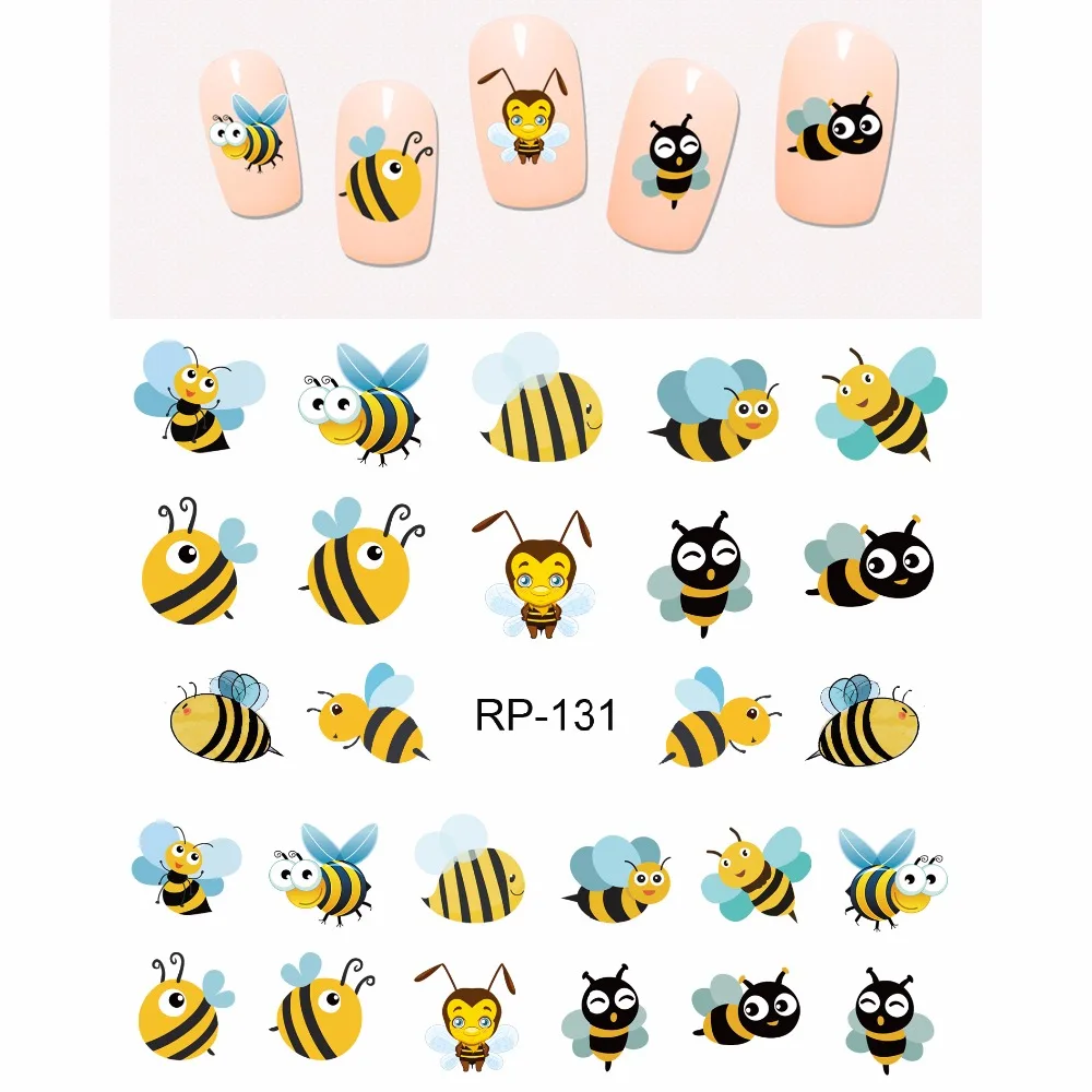 

NAIL ART BEAUTY NAIL STICKER WATER DECAL SLIDER CARTOON INSECT HONEY BEES FLOWER SWEET HEARTS APIS APIDAE RP127-132