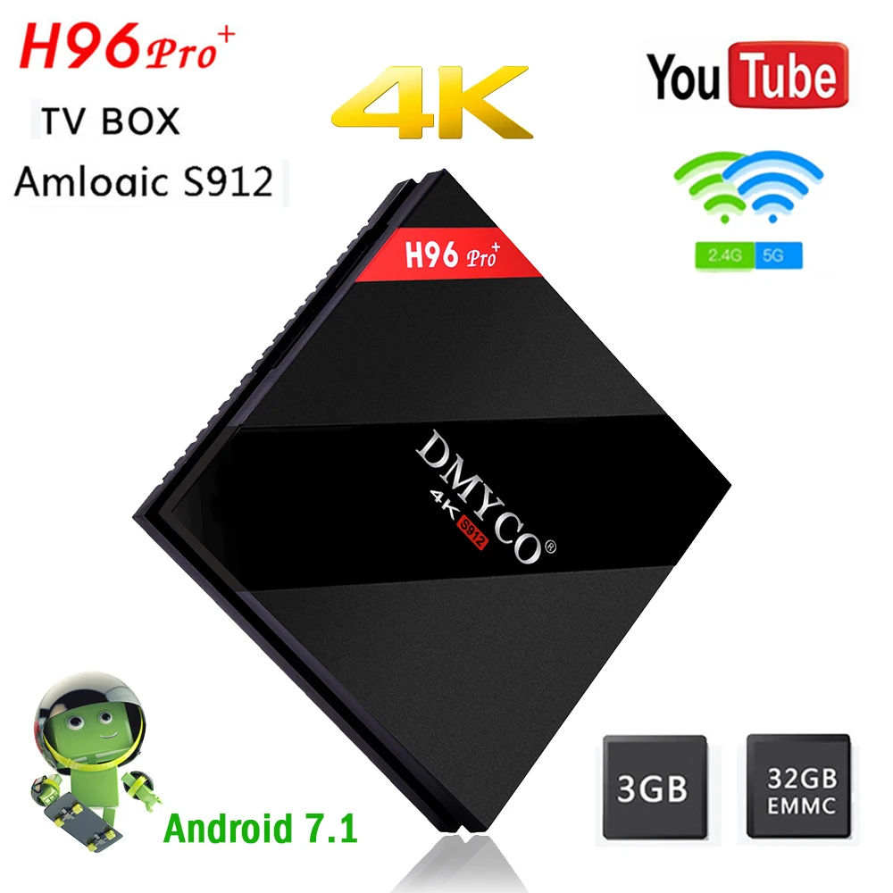 Android 7 1 H96 Pro Plus + ТВ Box Amlogic S912 64bit Smart коробка Octa Core 3g Оперативная память 32G Встроенная