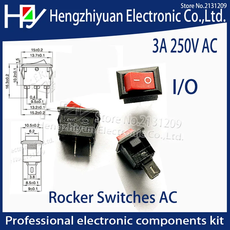 Hzy 10 шт./лот 10*15 мм красный SPST 2PIN ВКЛ/ВЫКЛ Лодка кулисный переключатель AC 3A/250 в автомобиль приборная панель грузовик RV ATV домашний кулисный переключатель AC