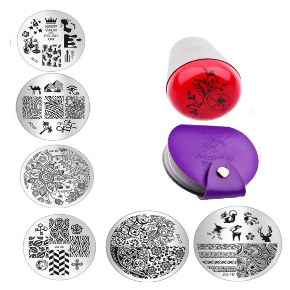 

Marshmallow Big Nail Art Stamper+Stamping Plate Case Pop 10pcs JQ Series Nail Art Stamp Stamping Plates Manicure Template