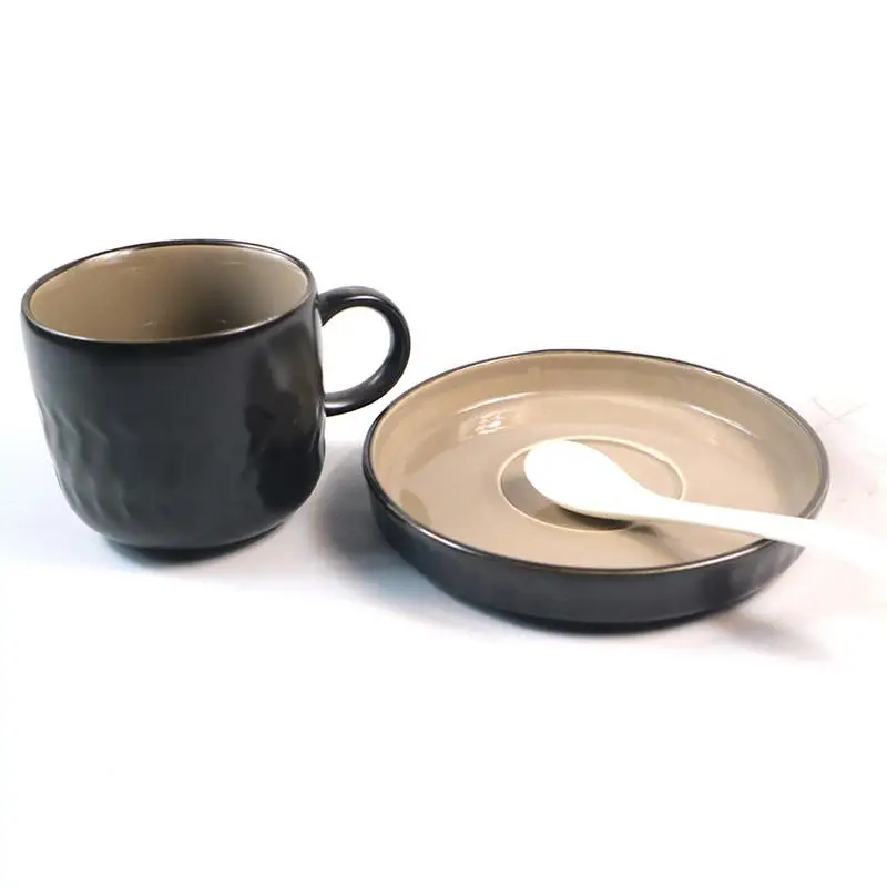 Керамические кофейные чашки и набор блюдец с ложкой Простые ретро офисные блюдца