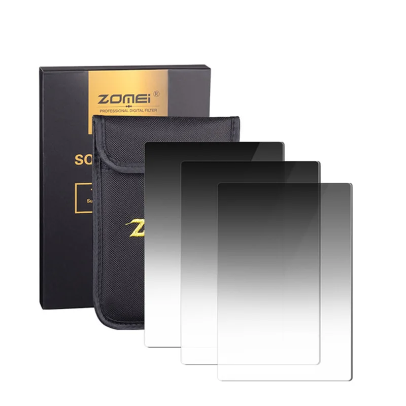 

Zomei 3 in 1 Gradient Grey Graduated ND 100*150mm Square ND16 ND4 ND8 filter Neutral Density for Cokin Z Lee Holder series