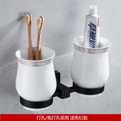 tooth brush holder Набор аксессуаров для ванной из нержавеющей стали, черный набор для ванной, вешалка для полотенец, туалетная бумага, держатель полотенец, крючки - Цвет: tooth brush holder