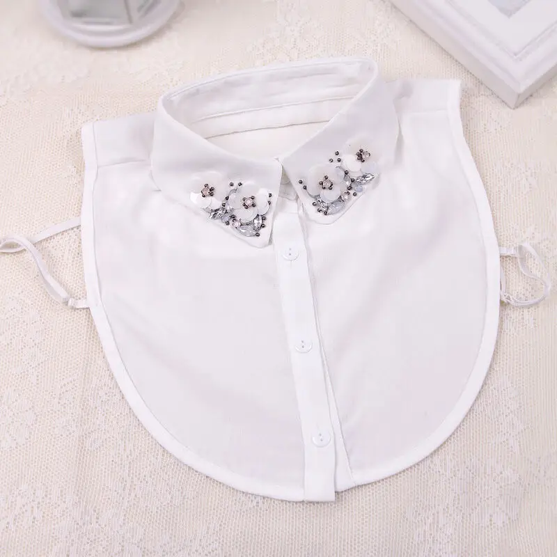 Женский свитер со съемным воротником винтажный однотонный белый или черный с