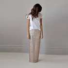 Блестящая прямая Длинная юбка с блестками элегантная юбка 2016 для женщин модная летняя Весенняя стильная женская одежда на заказ