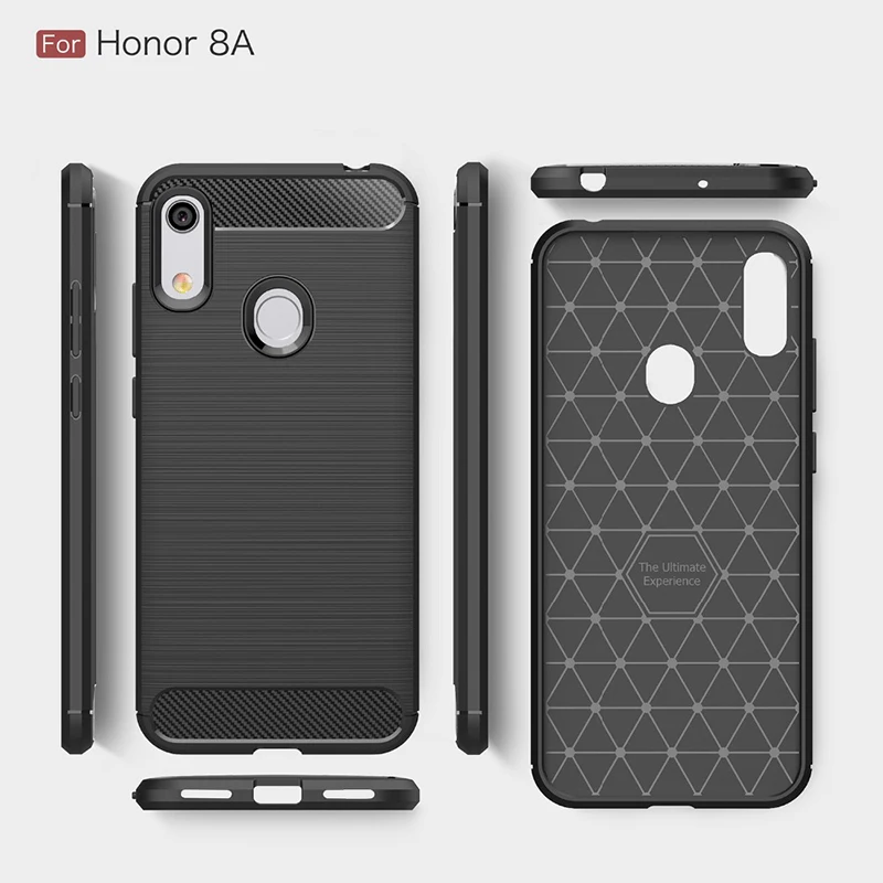 For Huawei Honor 8A Case Carbon fiber Cover Soft Phone Y6 2019 Prime Shockproof Bumper Shell |