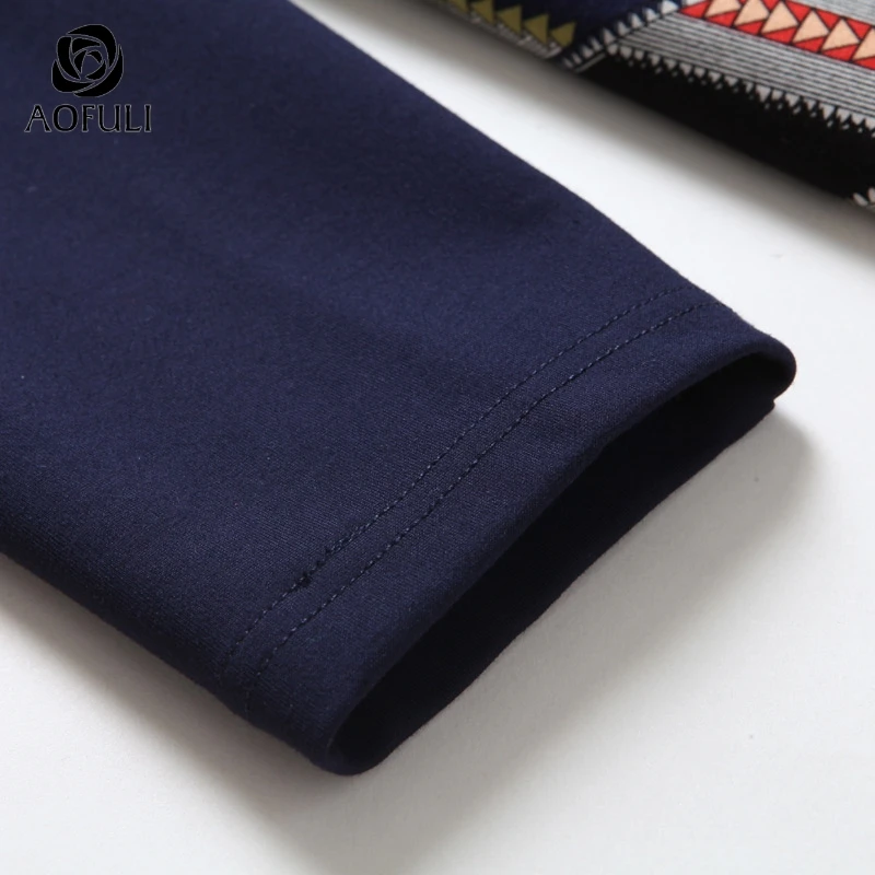 Женское прямое платье с геометрическим принтом XL ~ 5XL бантом весна-осень длинным