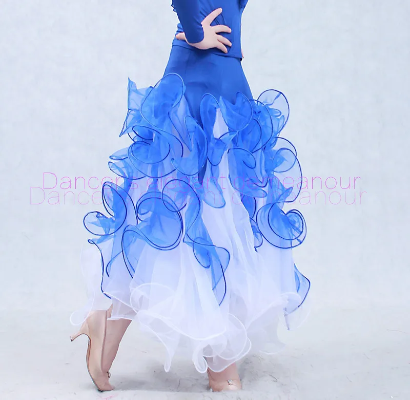 Новинка костюмы для бальных танцев сексуальные газовые гофрированные длинные
