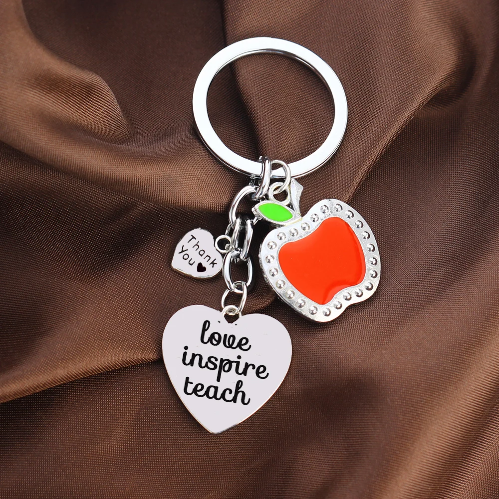 12 шт. оптовая продажа брелок для ключей Love Inspire цепочка Apple спасибо любовь сердце