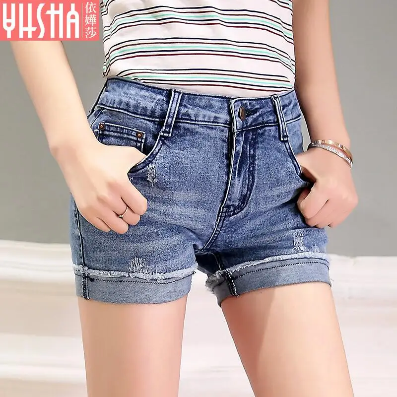 Новинка 2017 летние женские самосовершенствование джинсовые шорты с завышенной