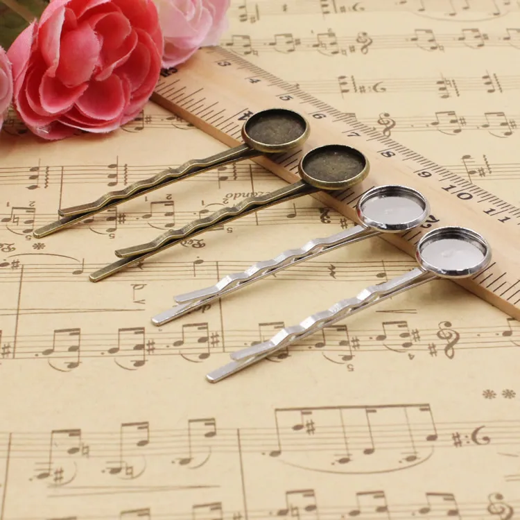 

10mm Inner Size Metal Bowknot Hairpins Blank Cabochon settings Hair Snap Clips accessories For DIY Hairpins 20pcs/lot K03214