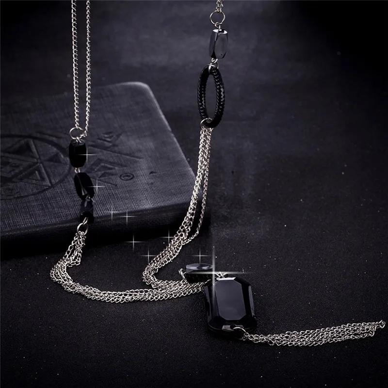 Ожерелье с квадратной подвеской из сплава кисточками большой длинное ожерелье