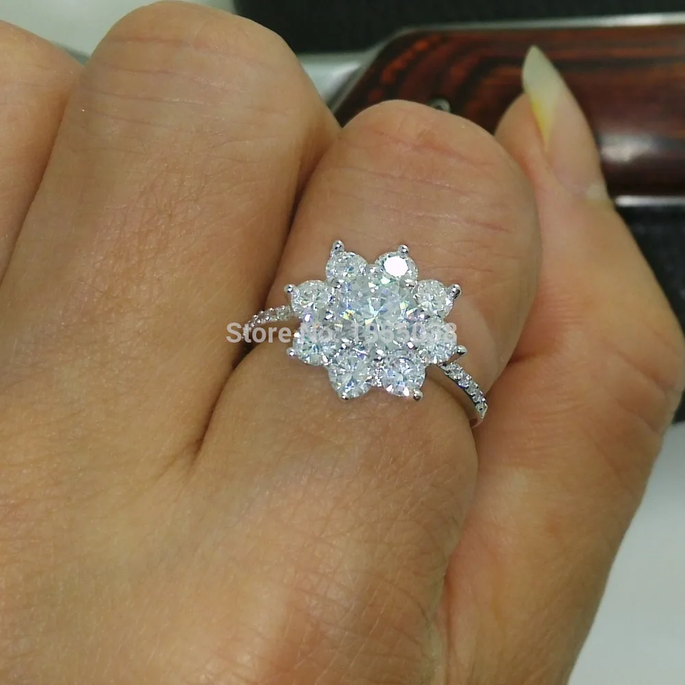 Модные ювелирные изделия цветочный стиль Cz 5A циркон камень 10KT белое золото