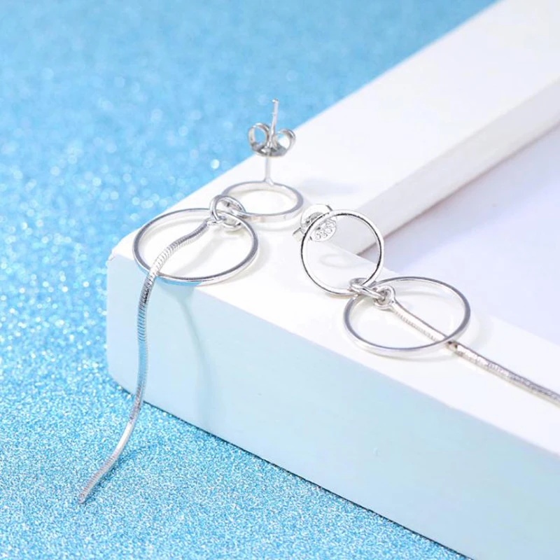 Женские длинные серьги boucle d'oreille SY590 изысканные Простые Модные из стерлингового