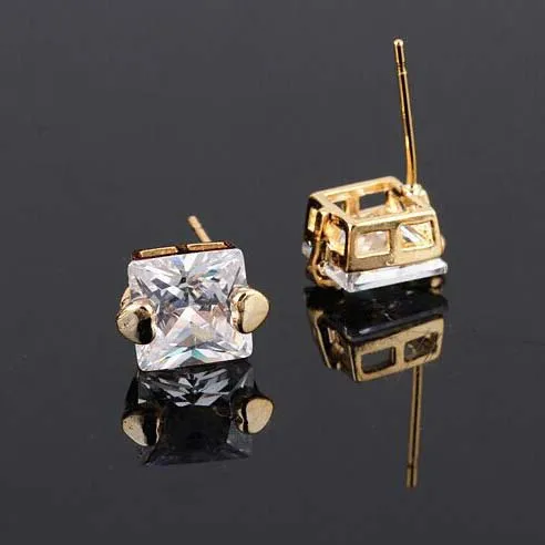 

Zircon Square mosaic earrings Korean version of earrings