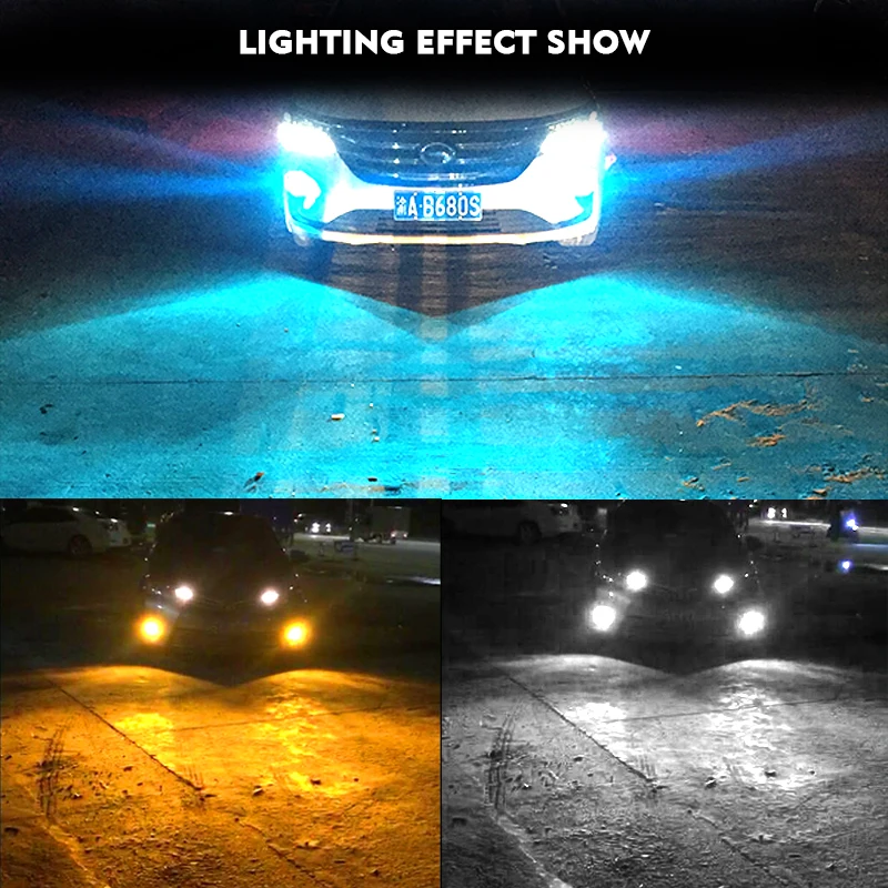 CNSUNNYLIGHT H11 H8 LED Car Fog Light Bulbs H9 H16 9005 9006 2400Lm 6000K White 3000K Yellow 8000K Blue Auto DRL Foglamp 2Pcs