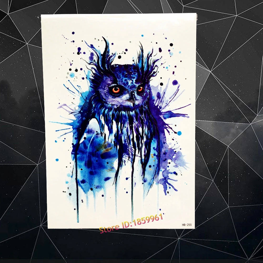 

Красота, женские боди-ножки, искусство, татуировка, Сова, Временный Женский рукав, 21x15 см, синяя масляная живопись, Сова, тату-наклейки, постав...