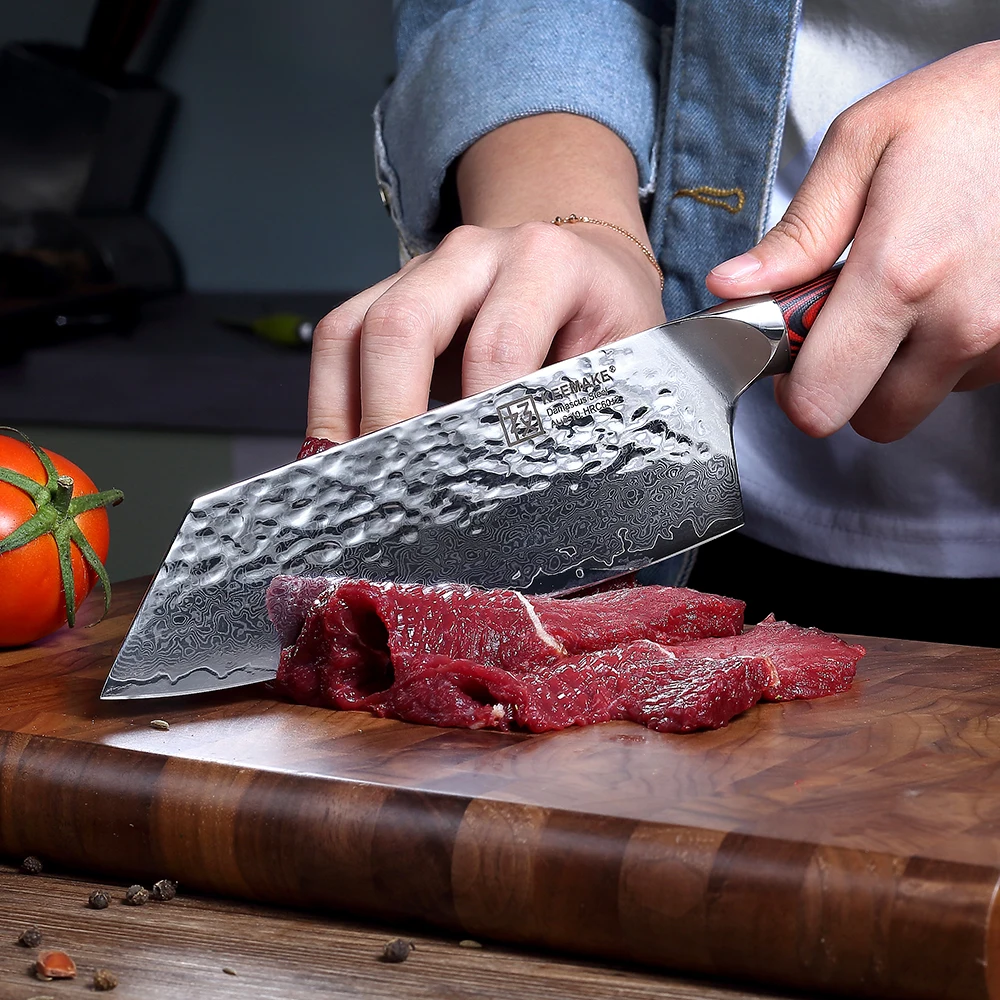 KEEMAKE 7 дюймовый накири мясницкий нож молоток дамасская сталь лезвие кухонные ножи
