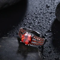 vintage red cubic zirconia ring for women black gun plated dance fashion ring size 6 7 8 ar2127