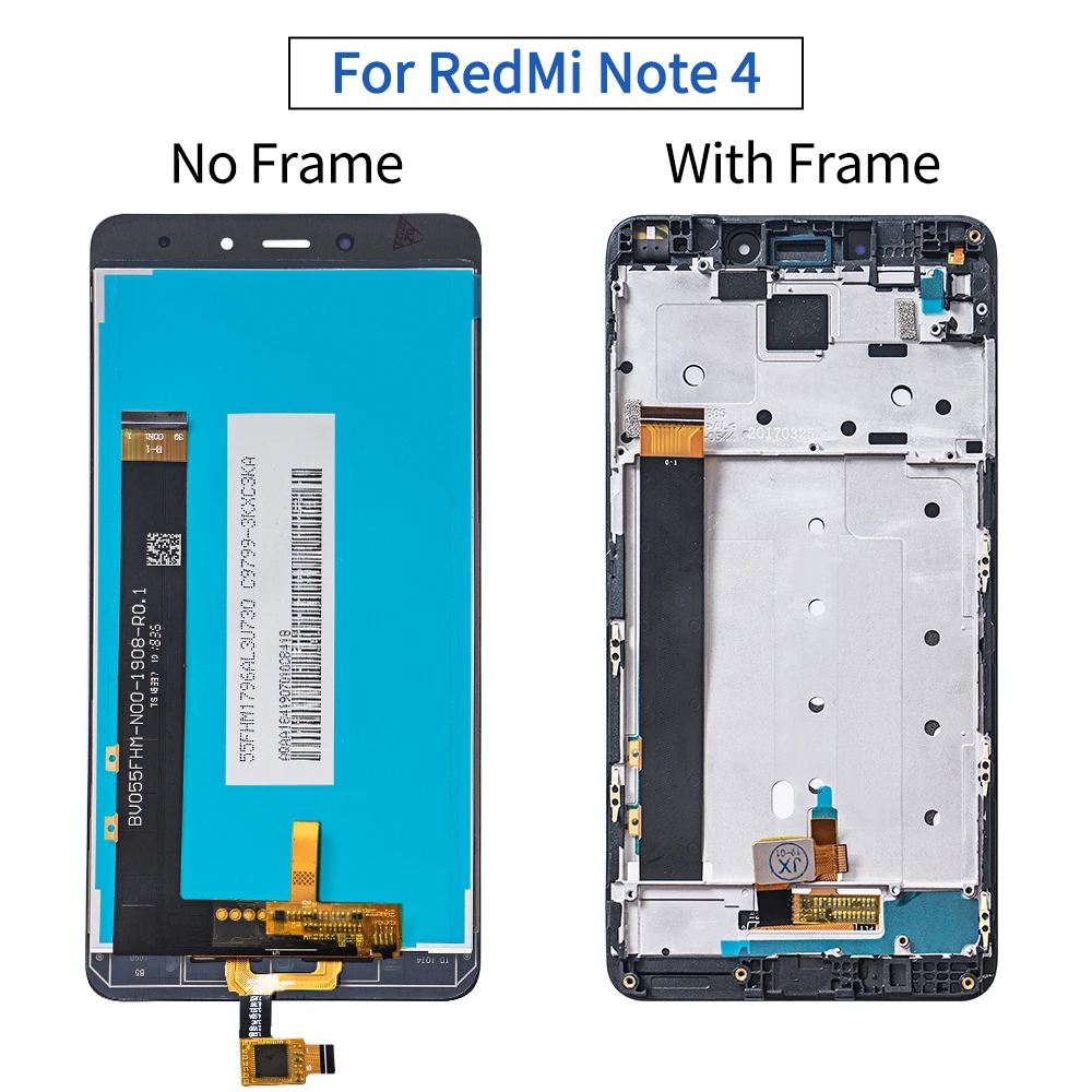 lcd для Xiaomi Redmi Note 4 lcd кодирующий преобразователь сенсорного экрана в сборе рамка для Redmi Note 4X Дисплей lcd 5,5 дюймов экран