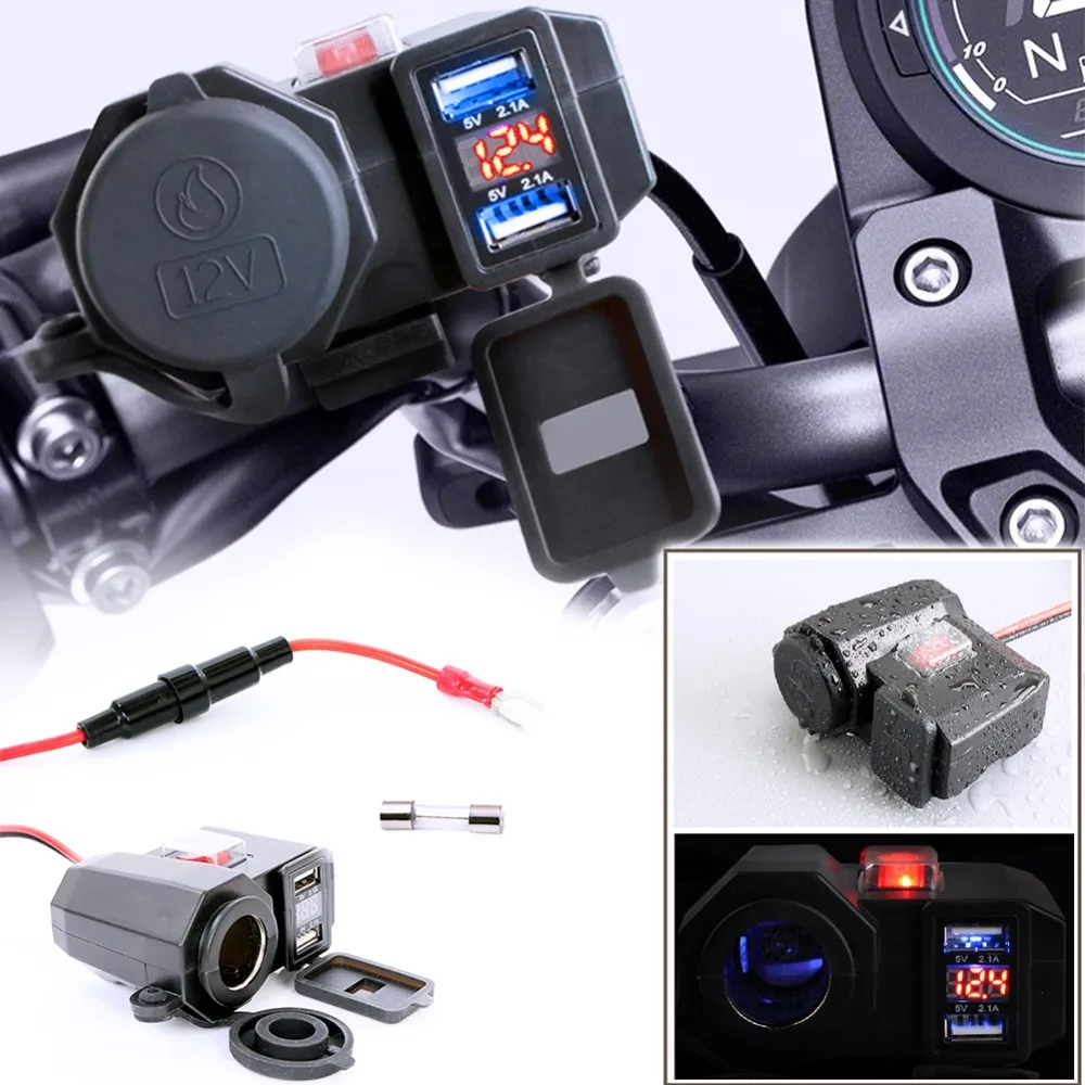 12V водонепроницаемый двойной USB зарядное устройство мотоцикл адаптер питания