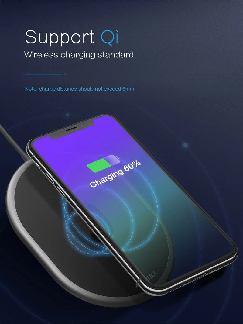 Быка Qi Беспроводной Зарядное устройство 7,5 Вт для IPhone X 8/8 Plus 10 Вт Совместимость samsung S9 S8 S7 S6 сертификацией Qi зарядного устройства, 5 Вт для всех