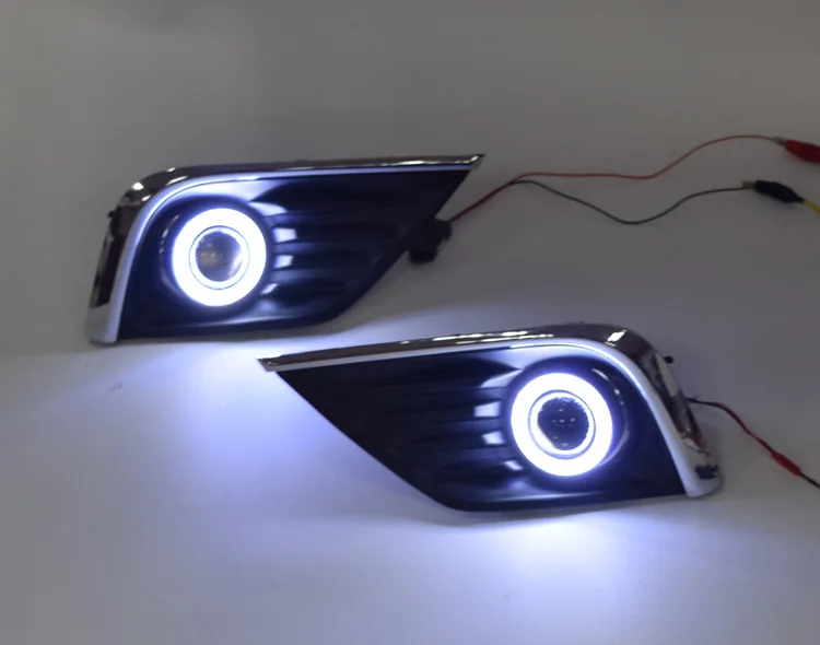 QINYI инновационный COB angel eye Светодиодный дневной ходовой светильник DRL+ галогенный противотуманный светильник+ объектив проектора для Nissan teana altima