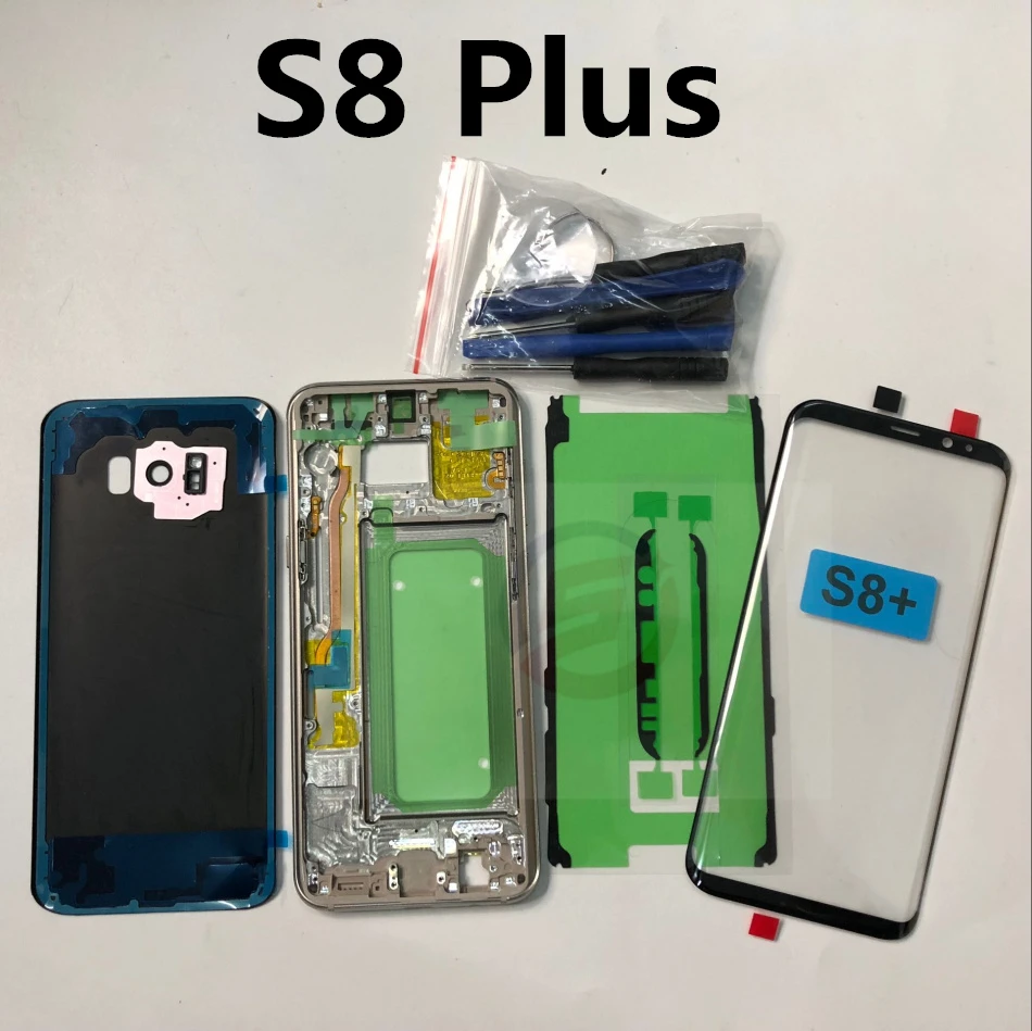 S8+ S8 полный корпус чехол задняя крышка Передний экран стекло объектив+ средняя рамка для samsung Galaxy S8 Plus G955 G955F полные части