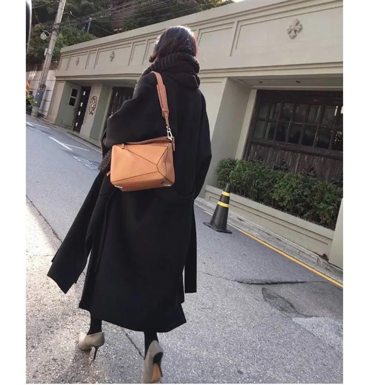 winter woman coats winter new wool woolen coat long cashmere solid color straight large size woolen coat