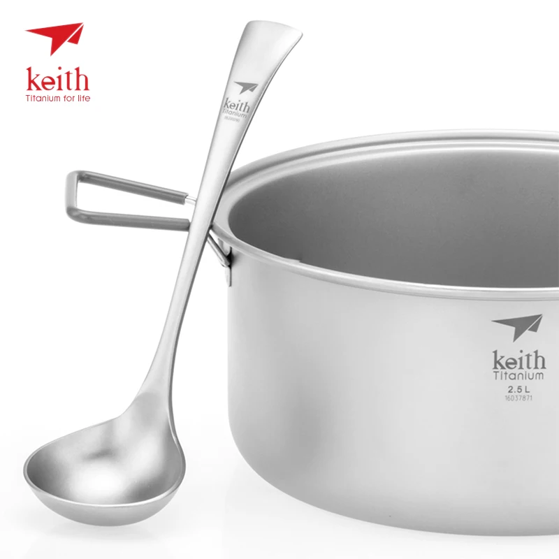 

Keith Titanium Soup Spoon Household Long Handle Porridge Stew Sauce Wine Deep-bowled Ladle Scoop Gadget Kitchen