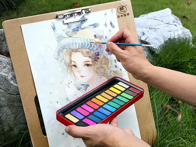 Professional акварель набор красок Твердые акварельные Aquarelle коробка цвета книги по искусству краски ing для инструменты для художников наборы ухода за кожей 18/24 цвета