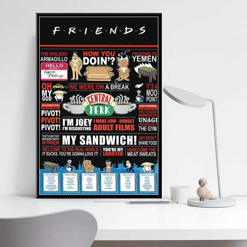 P094 друзья США Классическая ТВ серия горячее искусство картина Шелковый Холст