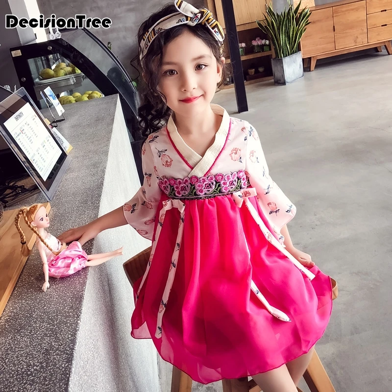 Новая детская традиционная китайская Одежда для танцев hanfu классическое платье детские костюмы для народных танцев для девочек