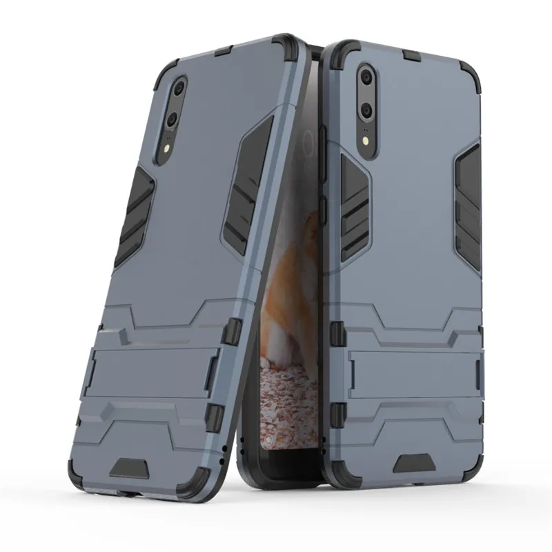 Чехол для Huawei P20 двухслойный Мягкий ТПУ и тонкий гибридный армированный