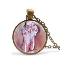 ballerina necklace pink ballet slippers dancing shoes necklace women men dance ballet jewelry chain necklaces charm