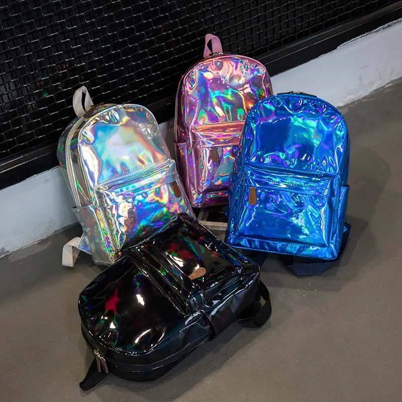Модный кожаный рюкзак для женщин с голограммой колледжа mocholas laser backbag