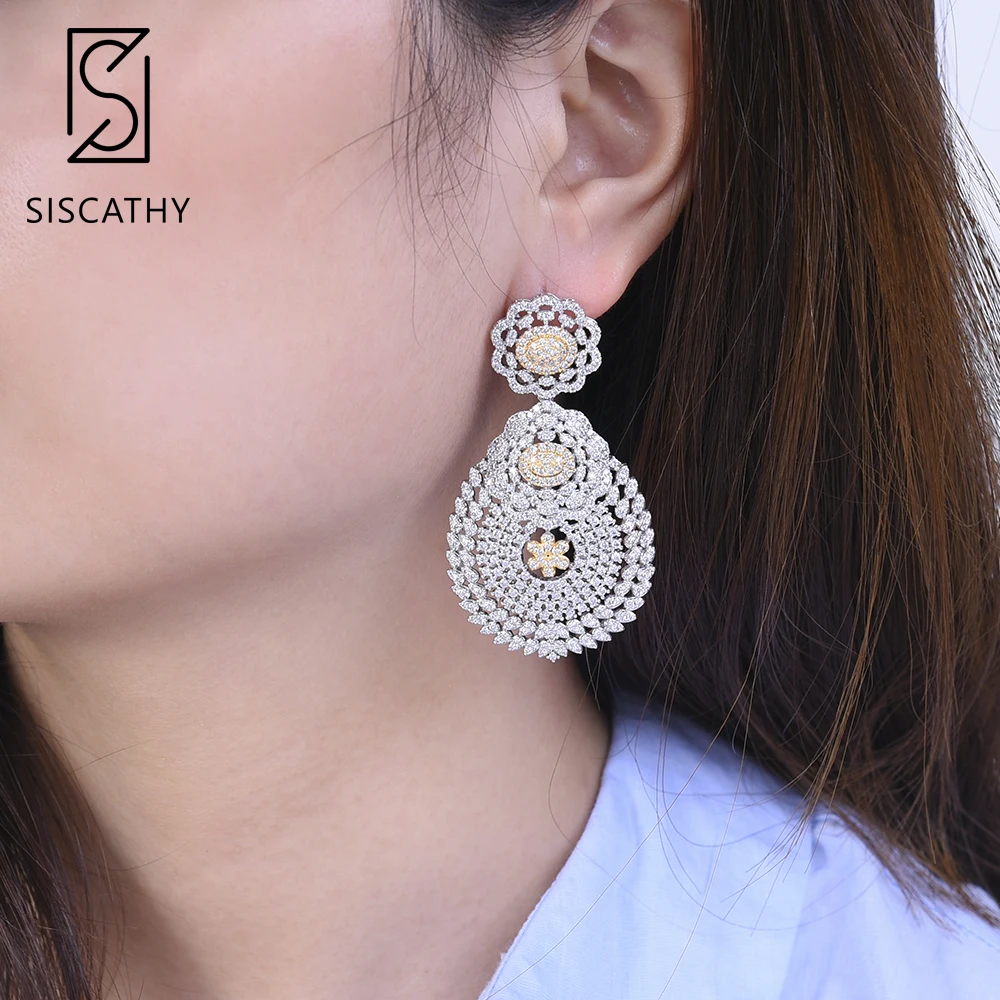 

Siscathy Classic Bridal Flower Hollow Dangle Drop Earrings Foe Women Trendy Gold Big Statement Earrings Jewelry 2019 New