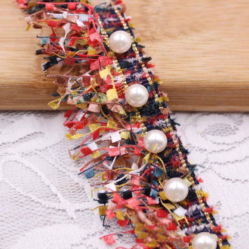 Разноцветная хлопковая бахрома лента с кисточками отделка бусинами цветок для