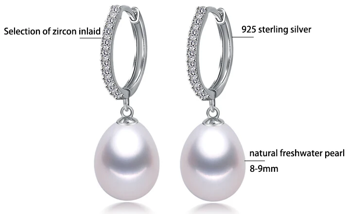 

ZHBORUINI 2019 Pearl Earrings Genuine Natural Freshwater Pearl 925 Sterling Silver Earrings Pearl Jewelry For Wemon Wedding Gift