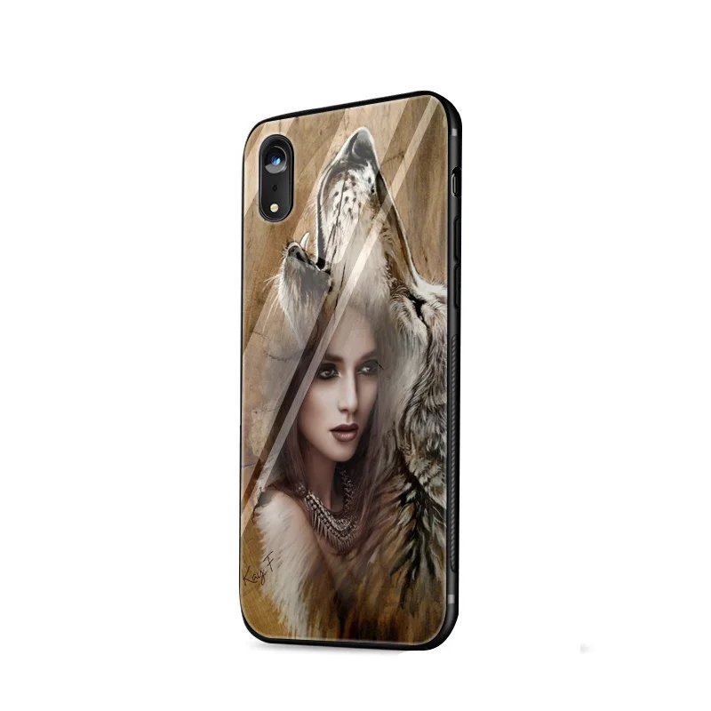 Стеклянный чехол для iPhone 5 5S SE Desxz Wolf And Girl 6 6s 7 8 Plus X XR XS Max |