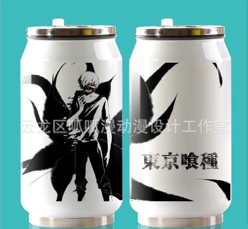 

HOT Anime Tokyo Ghoul Cup Around Vacuum Cup Stainless Steel Zip-top Can Water Bottle Insulated Cup