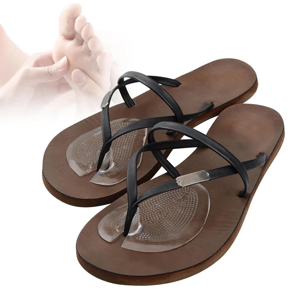 Invisible Flip Flop Sandals Forefoot Pad Silicone Slip Resistant Half Yard Heel Pad Toe Separator Pads Massage Insoles Inserts