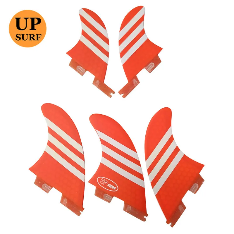 Плавники для серфинга FCS2 Tri Quad Quilhas G5 + GL синего/оранжевого цвета 5 в наборе FCSII Fins|surf