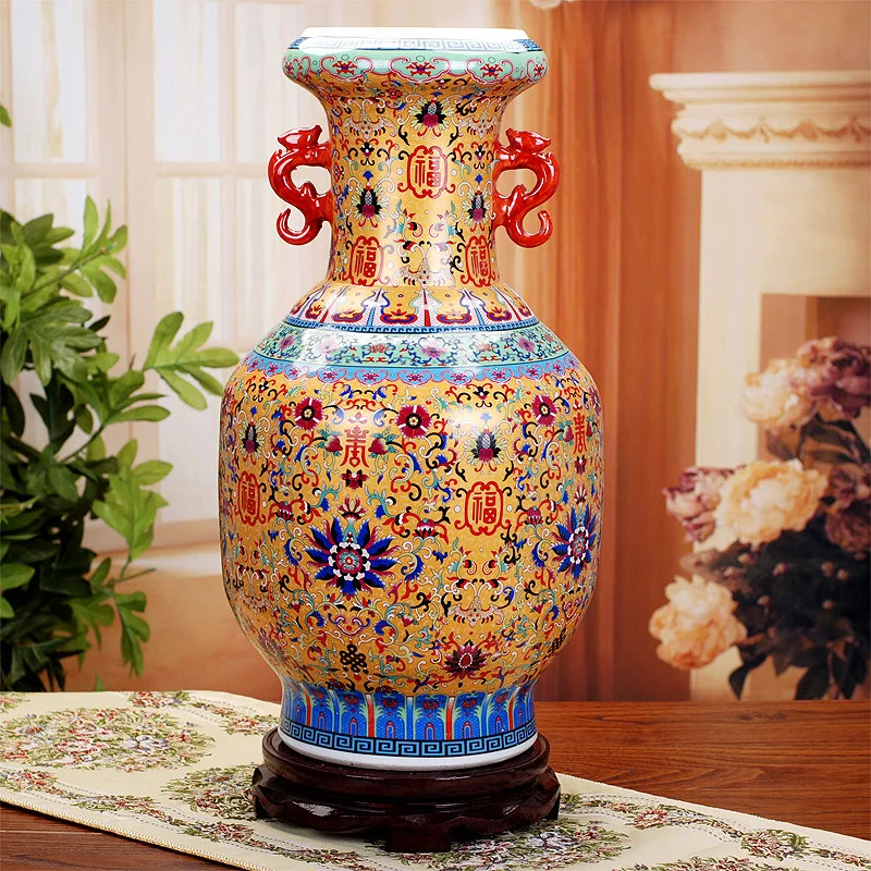 Керамическая эмалированная ваза в античном стиле Jingdezhen напольная розетка для