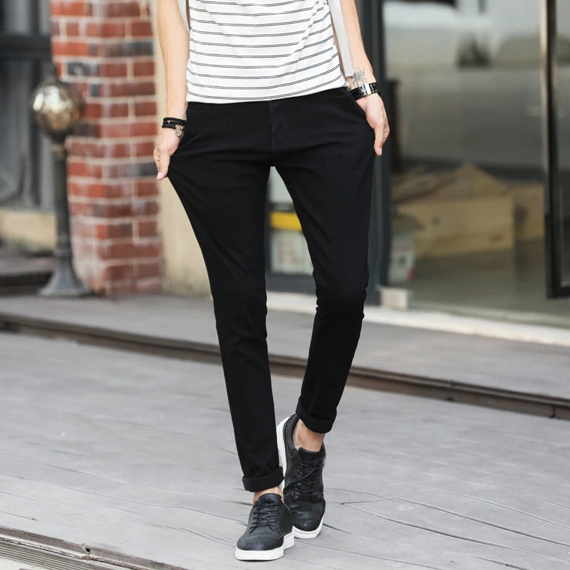 Классические облегающие джинсы для мужчин 3 цвета черные белые синие новинка 2019