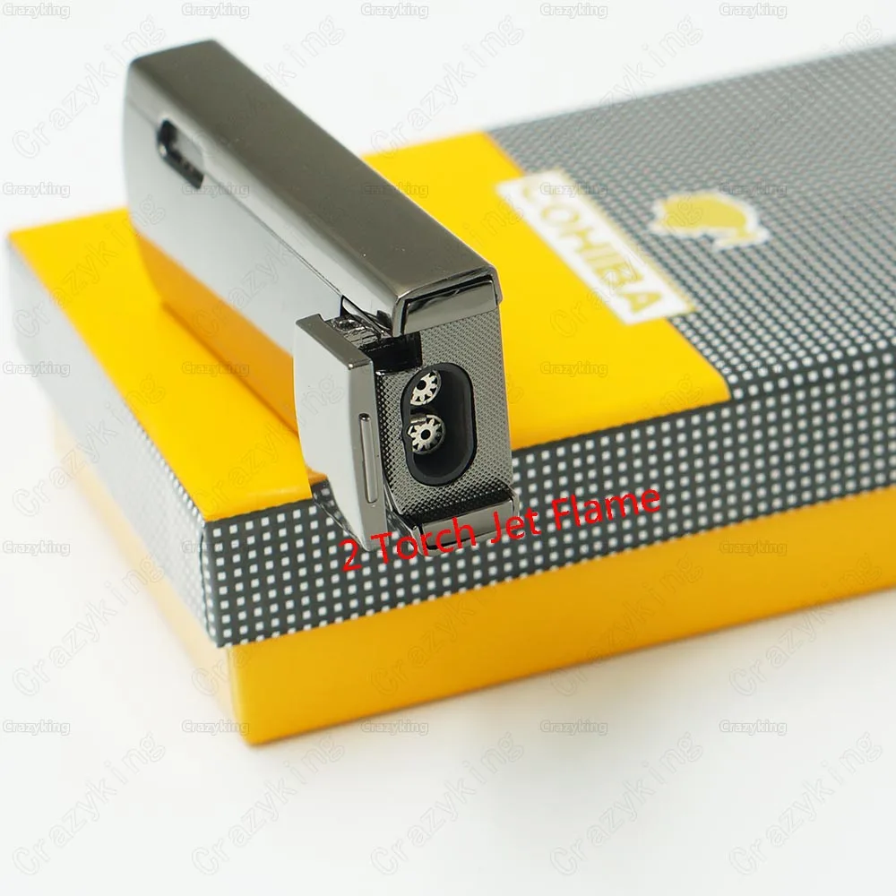Cohiba Metal Gas Butane 2 Torch Jet Flame Cigar Lighter With Punch Cigarette Windproof Lighters Gift Box | Дом и сад
